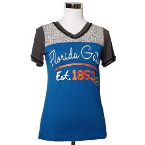 Gameday Couture University of Florida Gators V-neck T-shirt Blue Gray XS